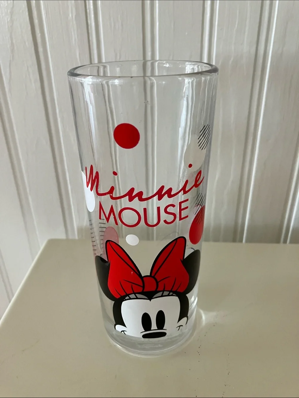 Disney Minnie Mouse Clear Glass Tumblers with Red and Yellow Accents - Set of 3